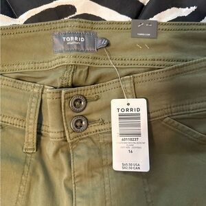 Torrid Olive Utility Double-Button Pants